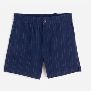 NWT Madewell Men’s Indigo-Dyed Stripe Everywear Shorts Blue Pinstripe | Medium